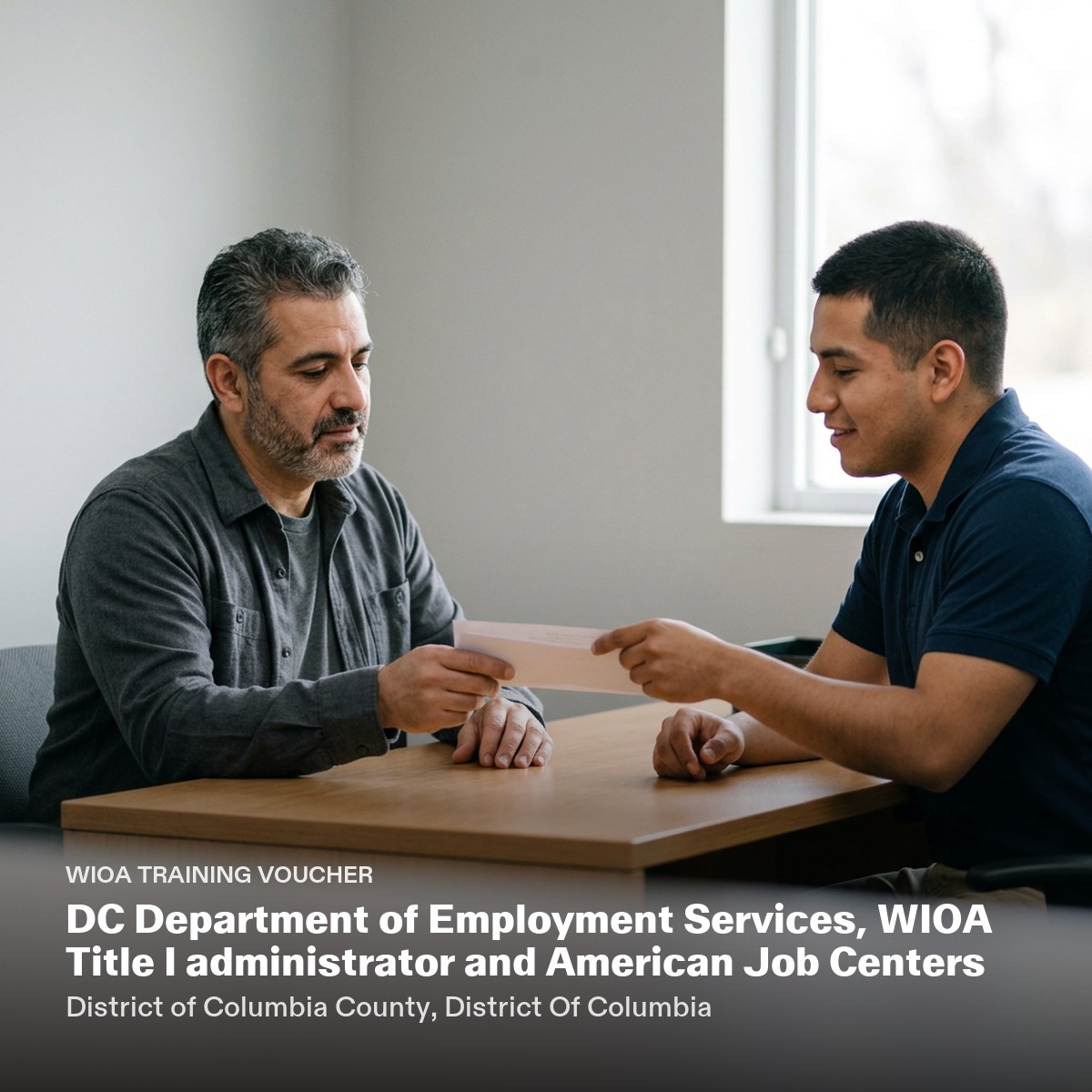 DC Department of Employment Services (DOES), WIOA Title I administrator and American Job Centers CNA training voucher